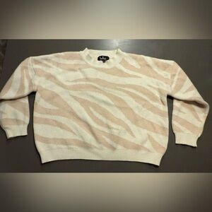 Lulu's Beige and White Zebra Pattern Sweater